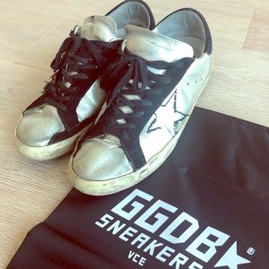 Golden Goose Superstar Sneakers (Silver & Black)